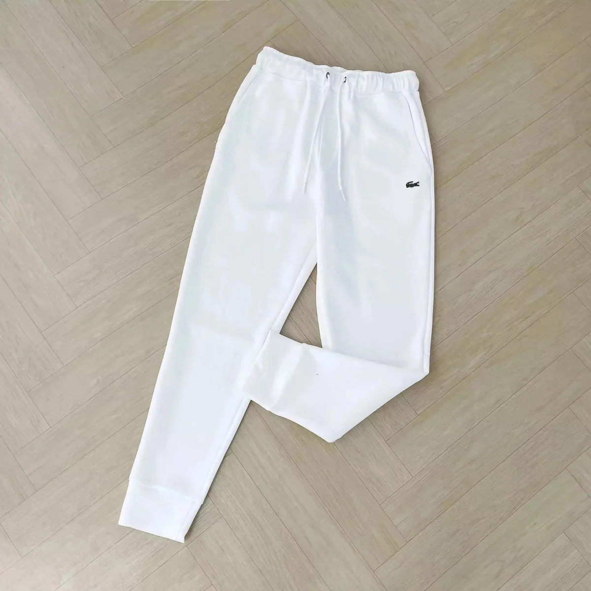 Lacoste White Crocodile Logo Sweatpants