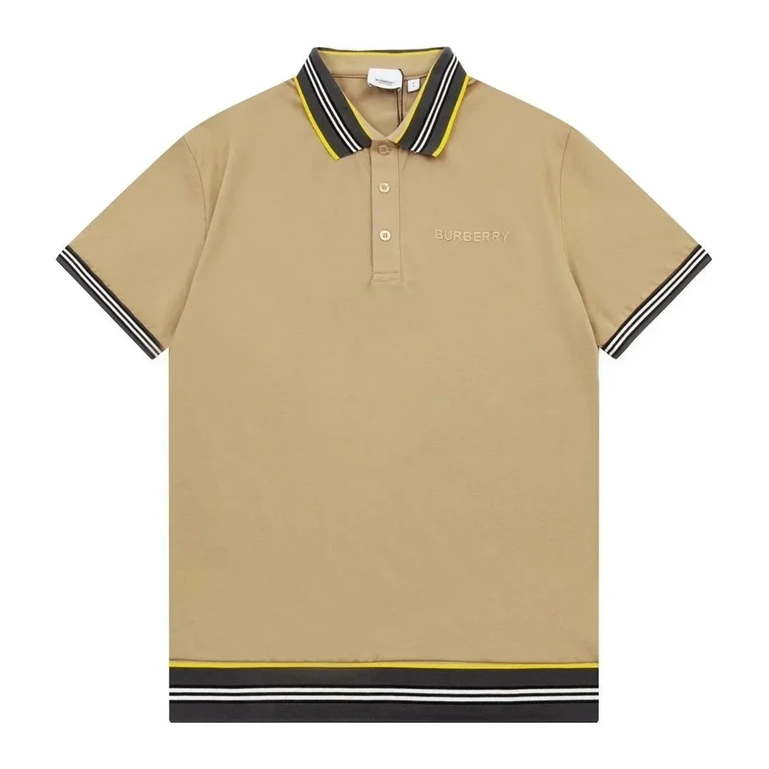 Burberry Camel Striped Polo Shirt