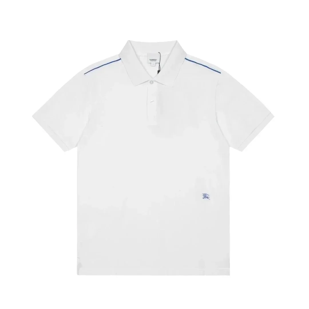 Burberry White Polo Shirt with Blue Accents