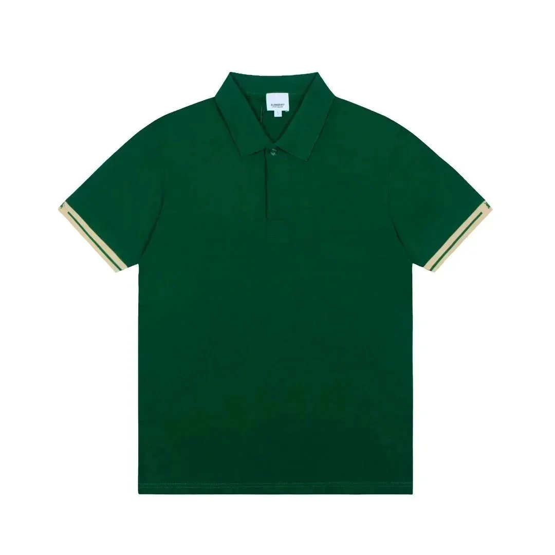 Burberry Green Polo Shirt with Contrast Cuffs