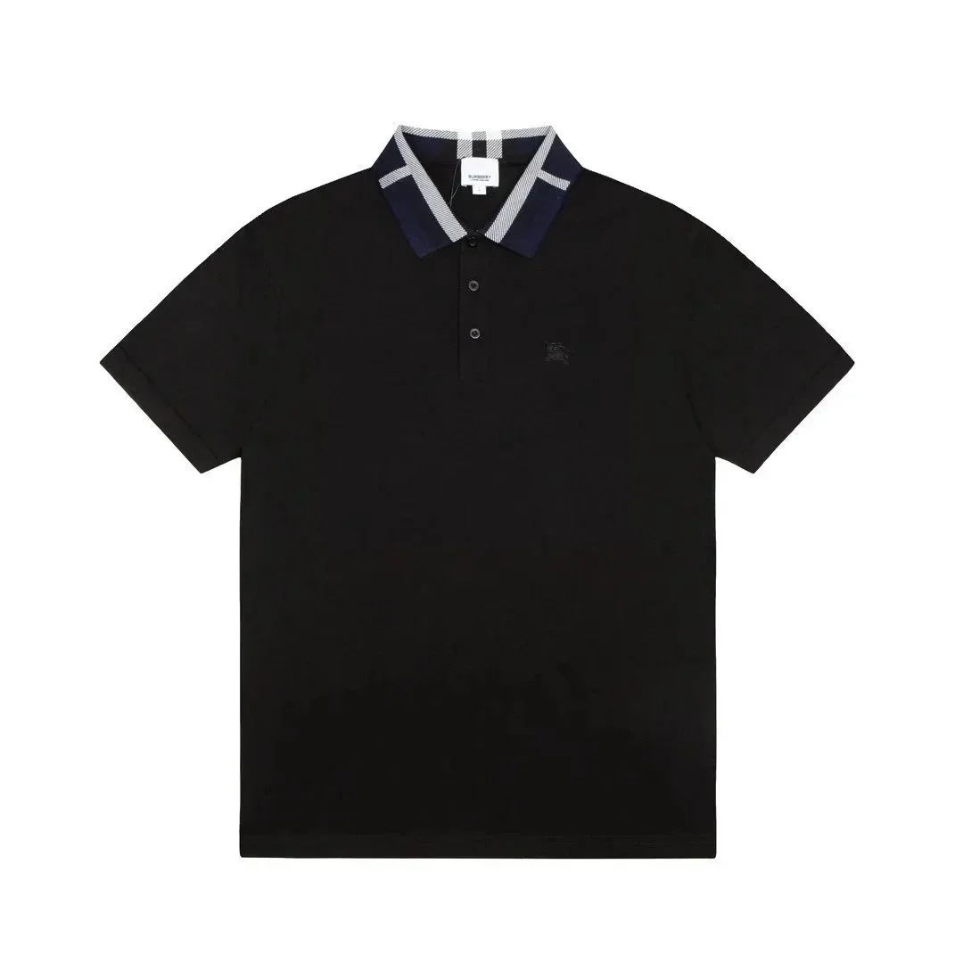Burberry Black Polo Shirt with Check Collar