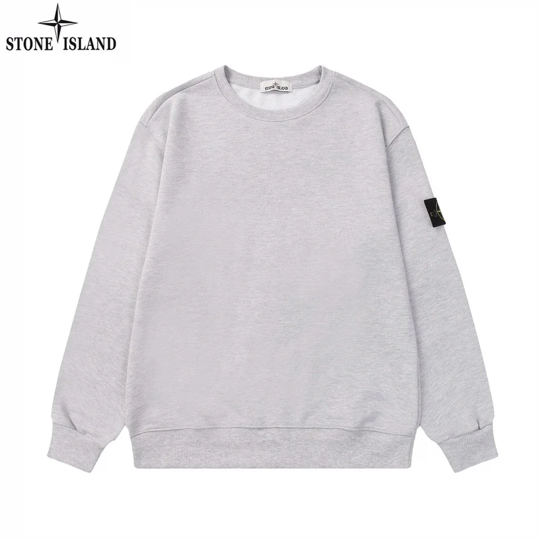 Stone Island Grey Solid Crewneck Sweatshirt