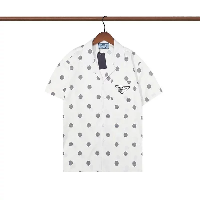 Prada Polka Dot Short Sleeve Shirt White