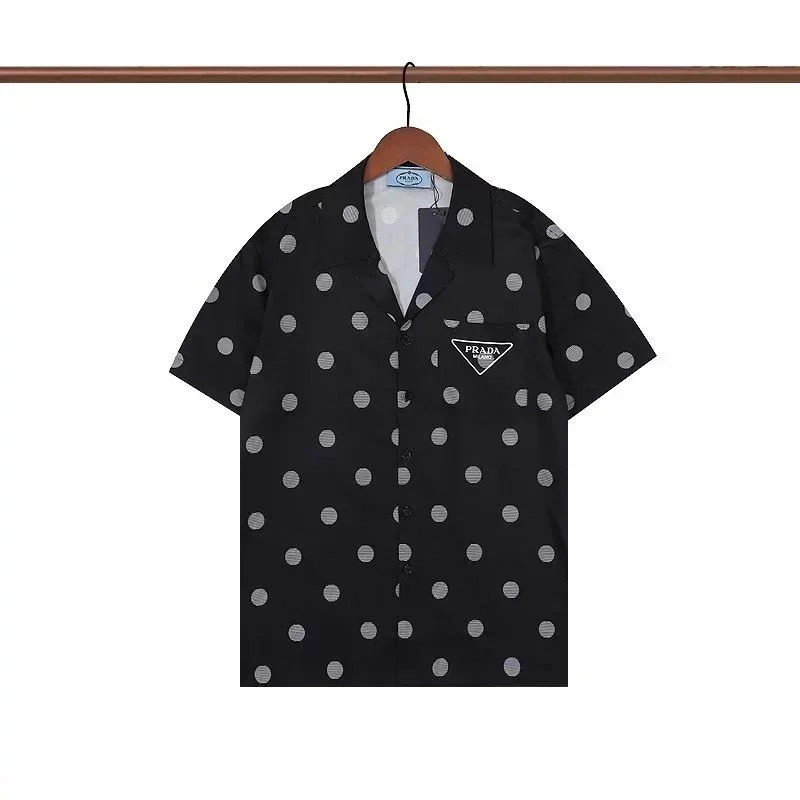 Prada Polka Dot Short Sleeve Shirt Black