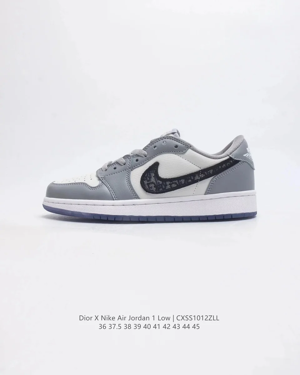 Dior X Nike Air Jordan 1 Low Grey Sail Sneakers