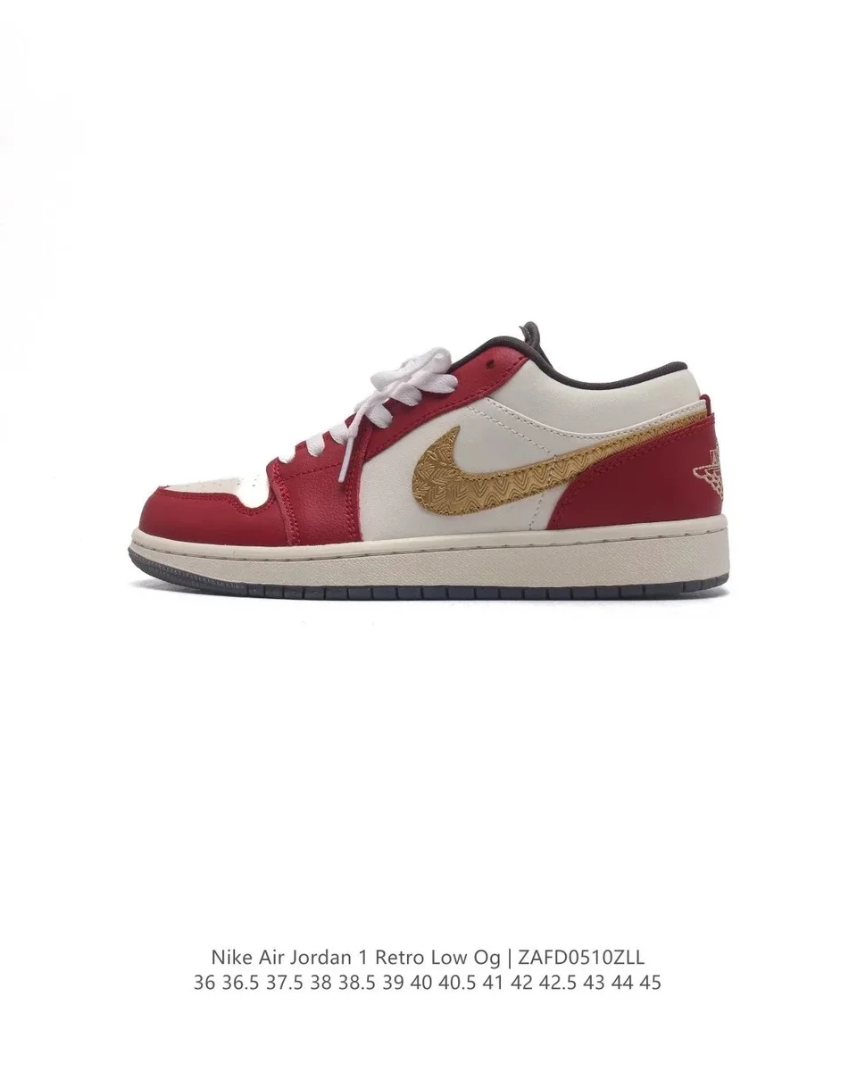 Nike Air Jordan 1 Retro Low Og Gym Red/White/Gold Sneakers