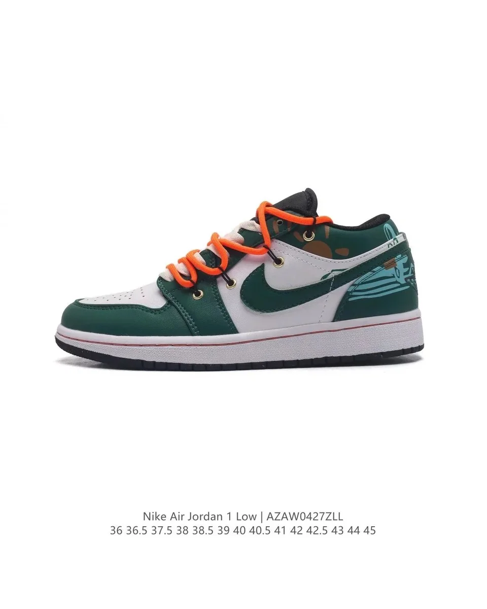 Nike Air Jordan 1 Low Green/Orange Sneakers