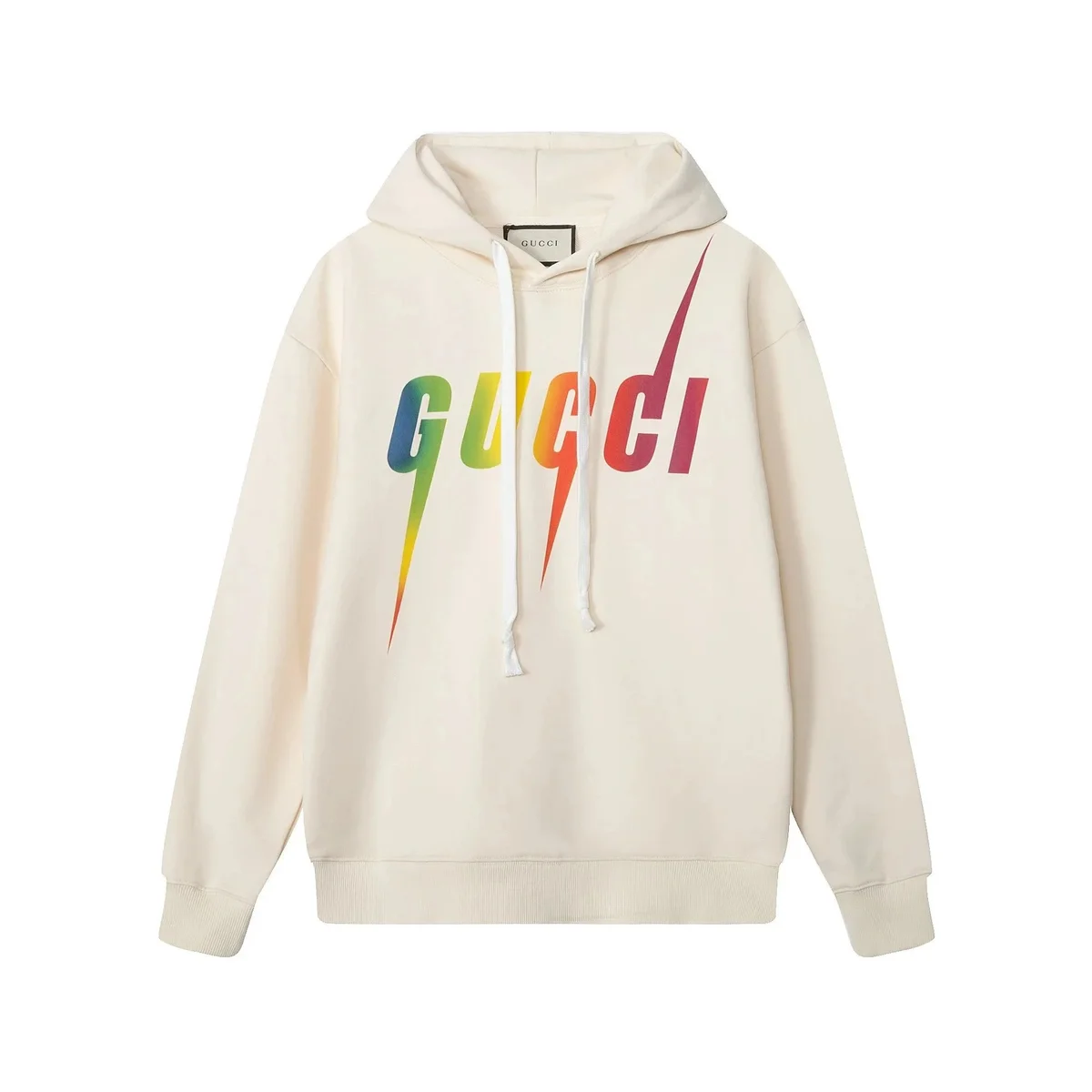 Gucci Rainbow Logo Hoodie Cream