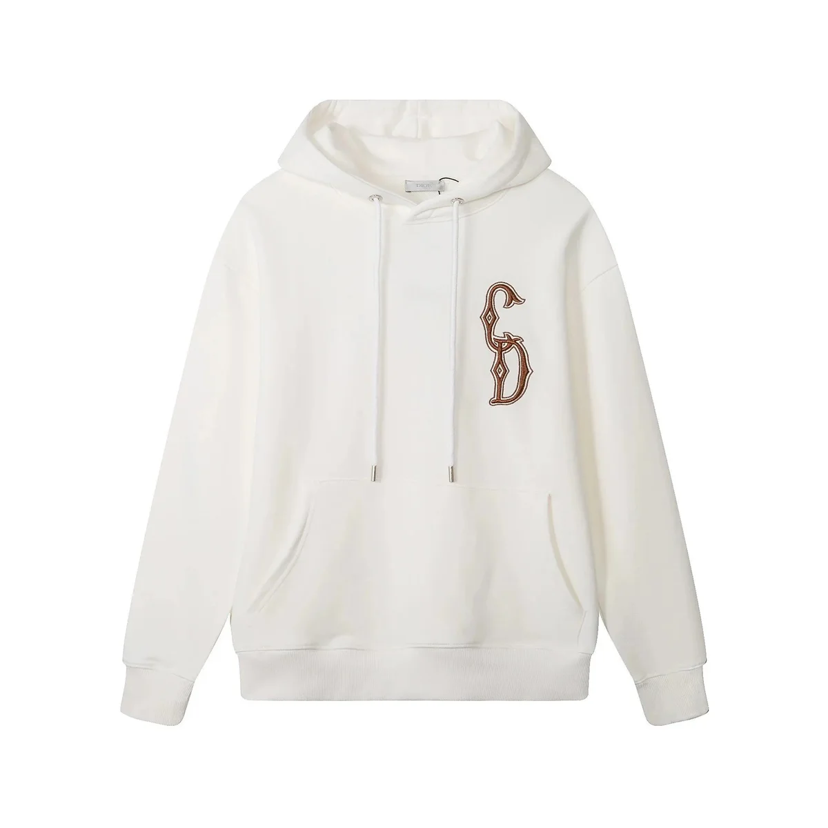 White GD Embroidered Hoodie