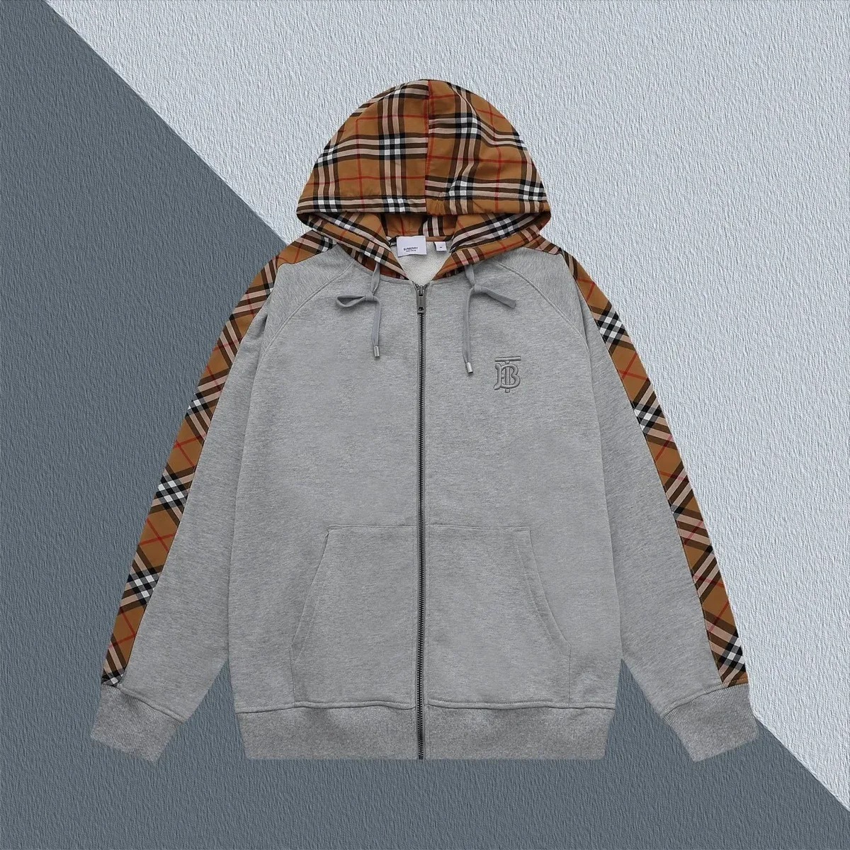 Burberry TB Monogram Grey Plaid Hoodie