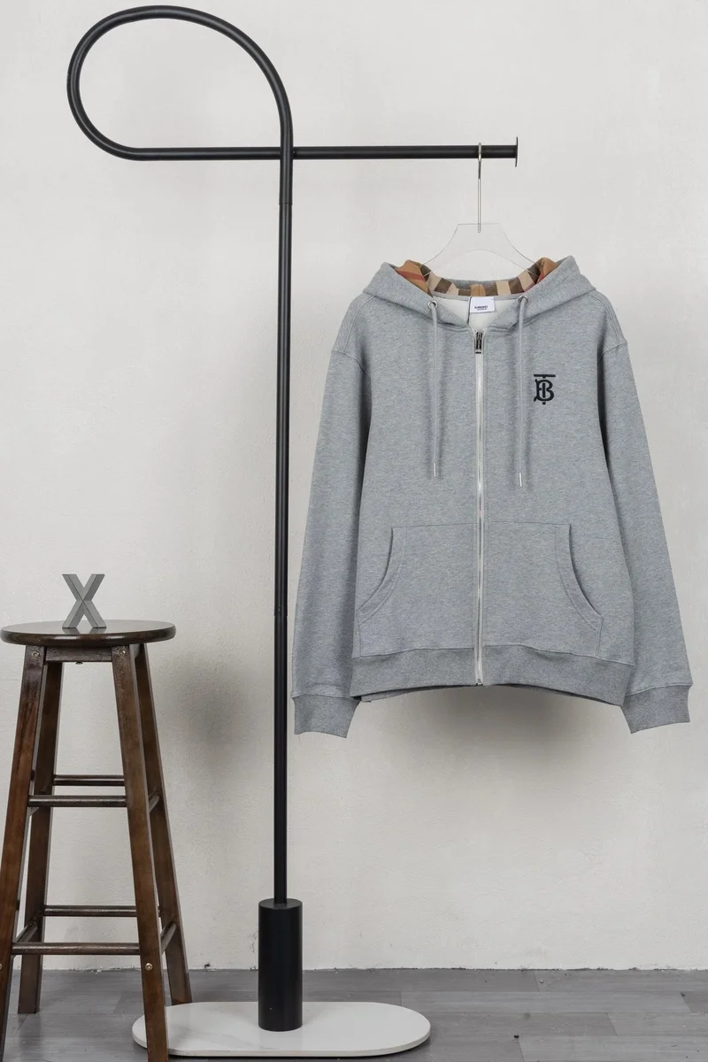 Burberry Grey TB Monogram Zip-Up Hoodie