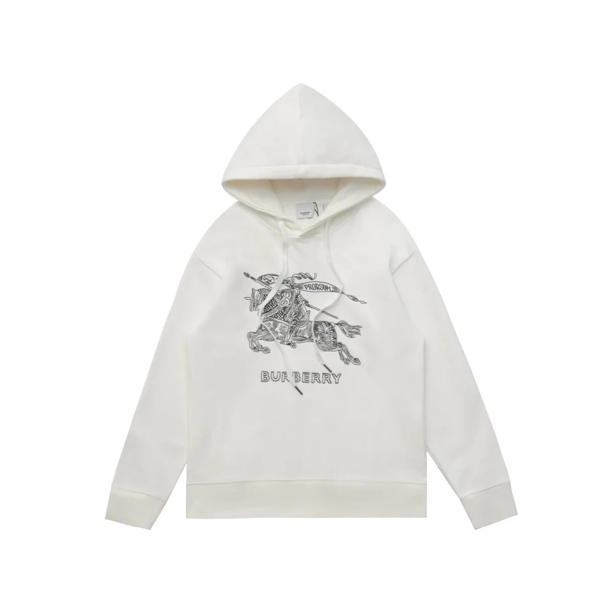 Burberry White Equestrian Knight Hoodie