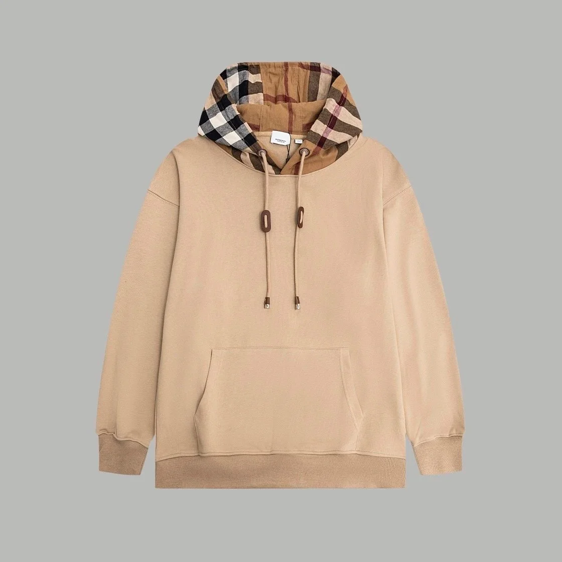 Burberry Beige Hoodie with Checkered Lining