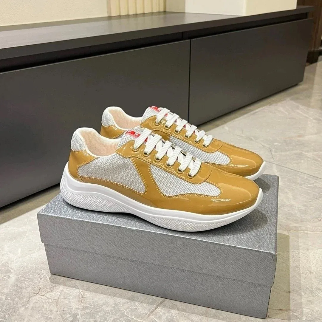 Prada Runners Mustard & White Sneakers