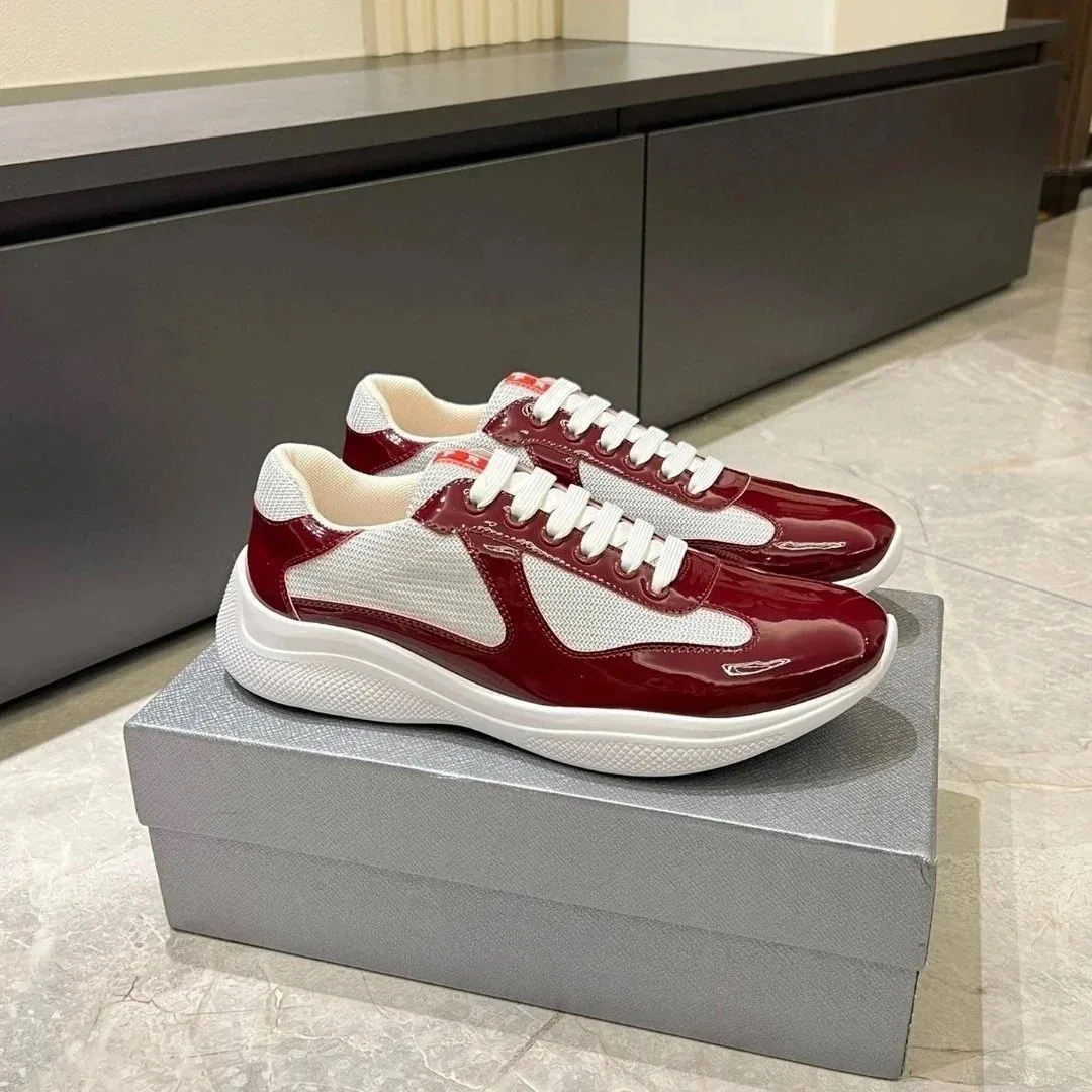 Prada Runners Burgundy/White Sneakers