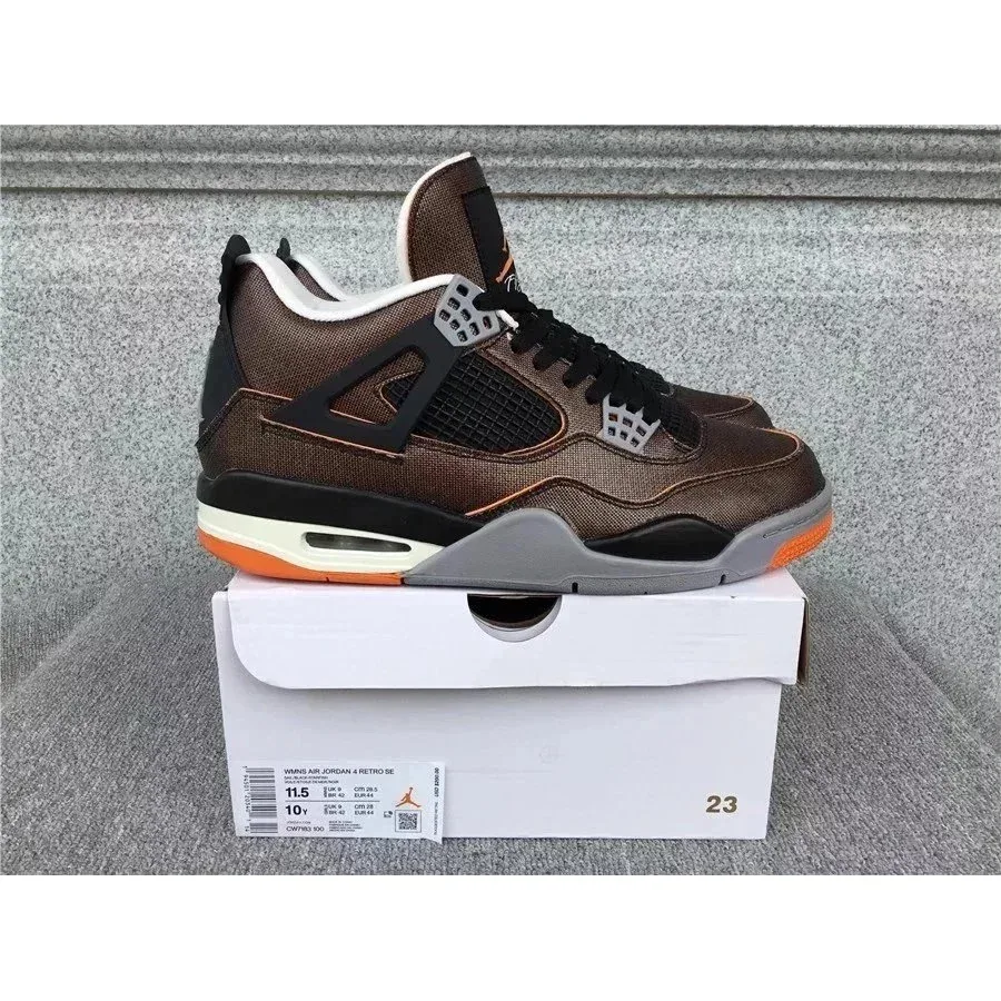 Nike Air Jordan 4 Wings Black Gold Brown Sneakers