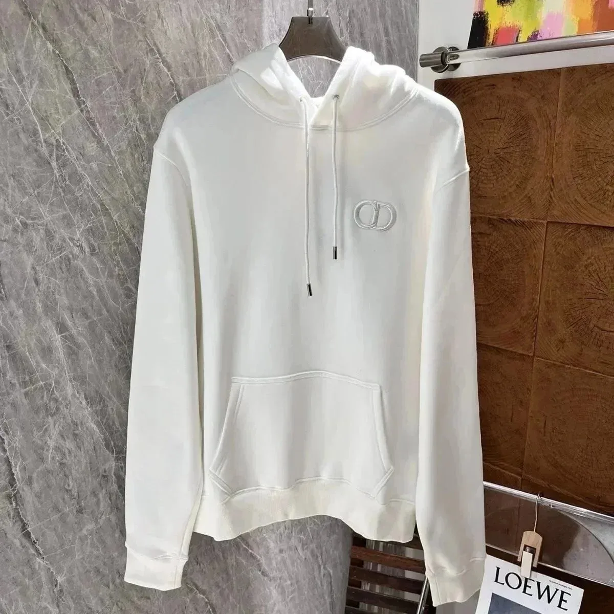 Dior White Embroidered Hoodie