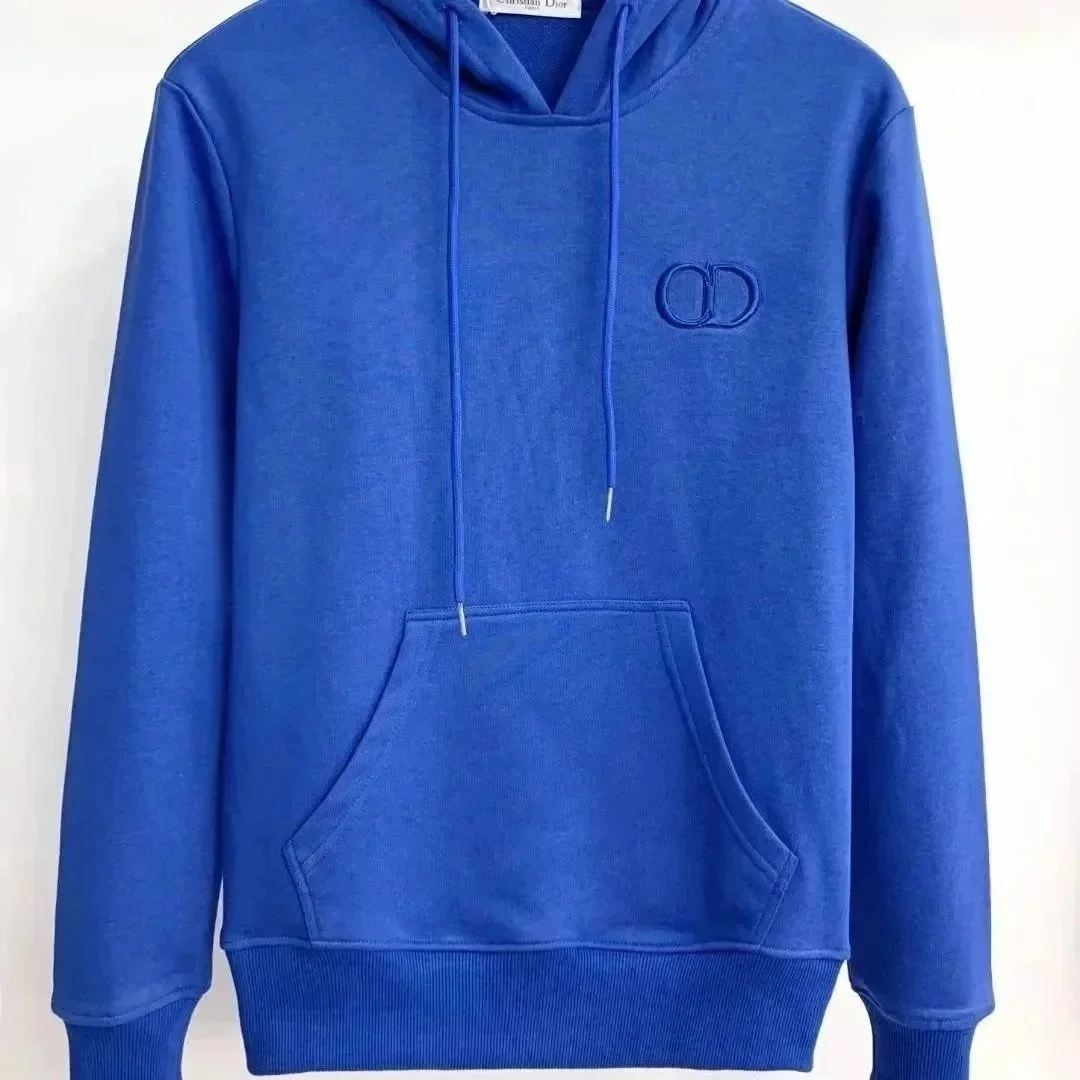 Christian Dior Blue Embroidered Hoodie Sweatshirt