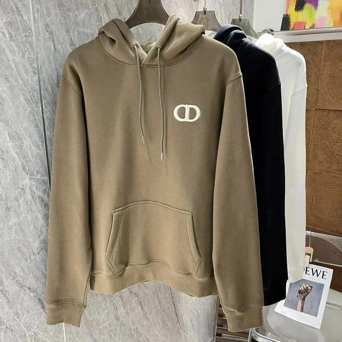 Dior Classic Logo Khaki Hoodie & Sweatshirt