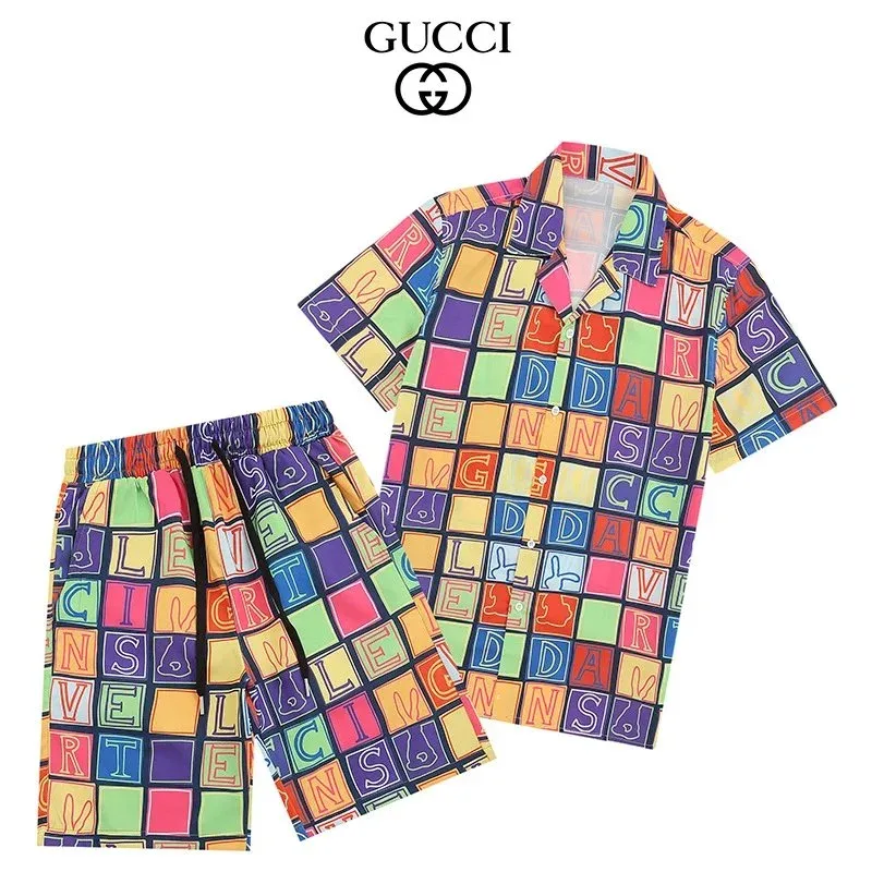 Gucci Colorful Block Print Shorts & Shirt Set