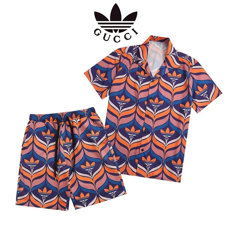 Gucci Tropical Print Shorts Set Orange/Blue