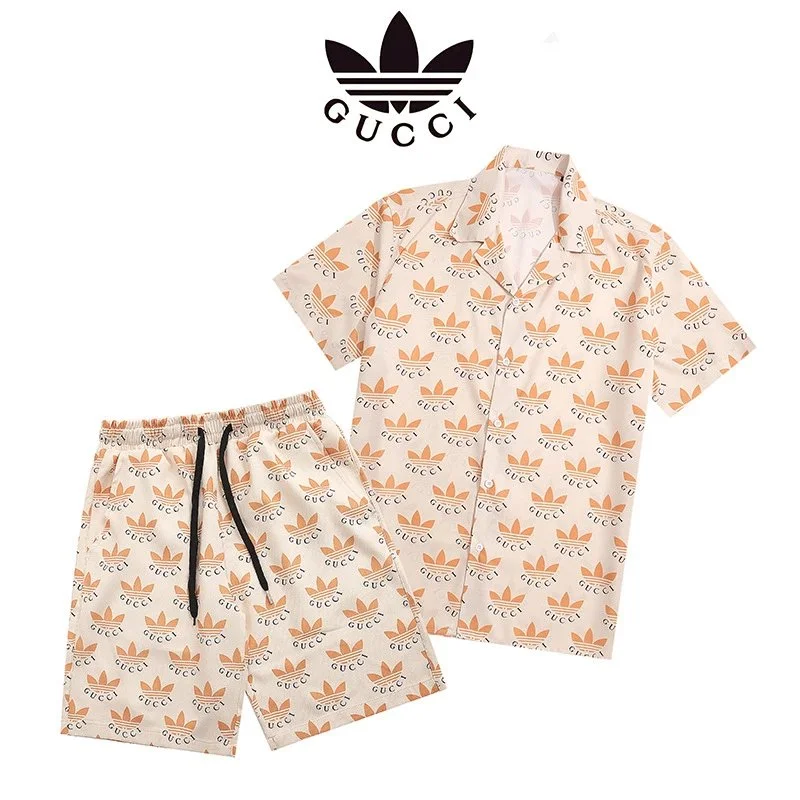 Gucci All-Over Print Shorts & Shirt Set Cream/Ochre