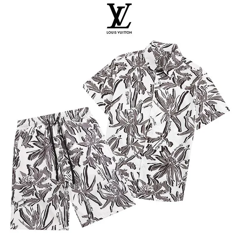 Louis Vuitton Floral Print Shorts Set White
