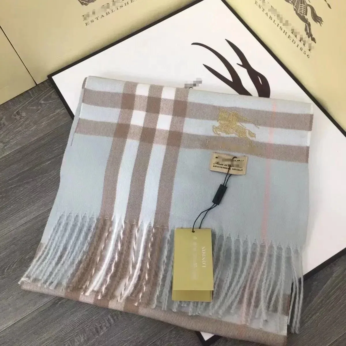 Burberry Classic Check Scarf Light Blue/Beige