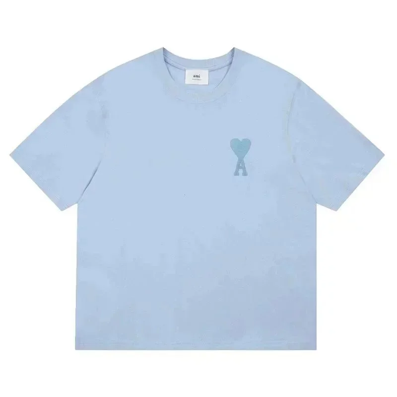 Ami Light Blue AM Heart T-Shirt