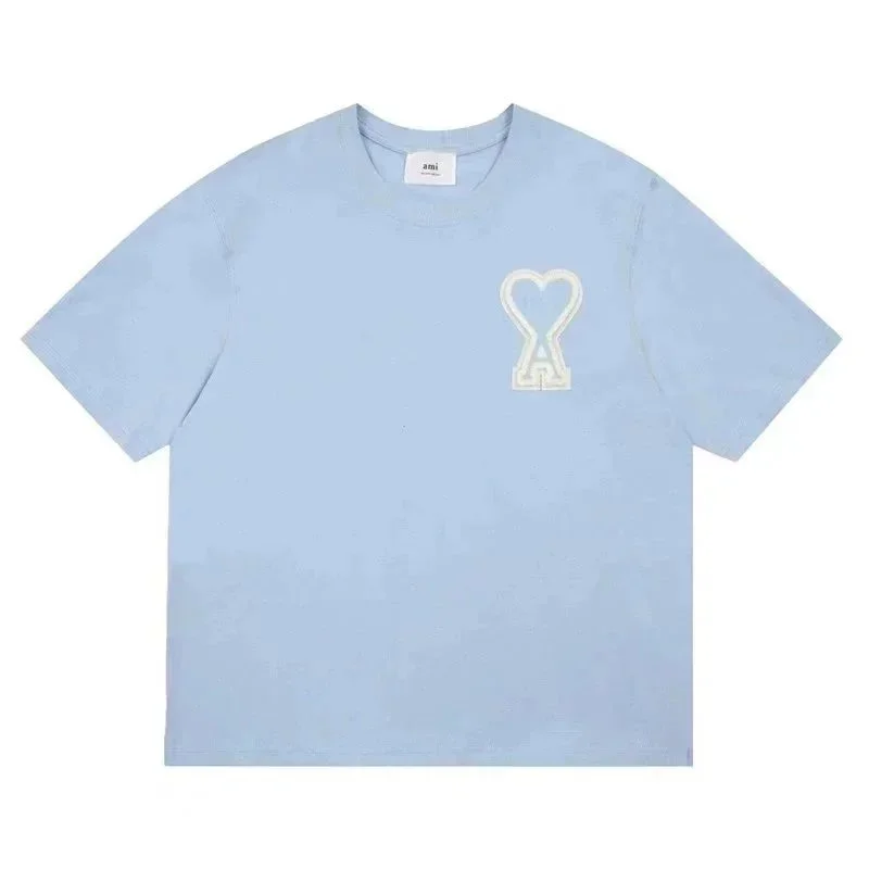Ami Light Blue AM Heart T-Shirt