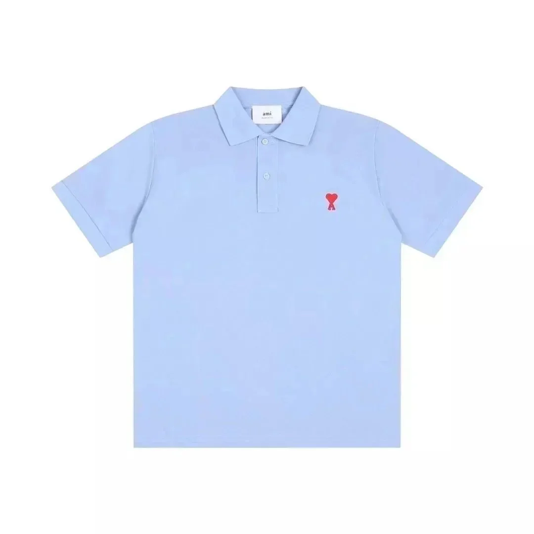 AMI Light Blue AMI de Coeur Polo Shirt
