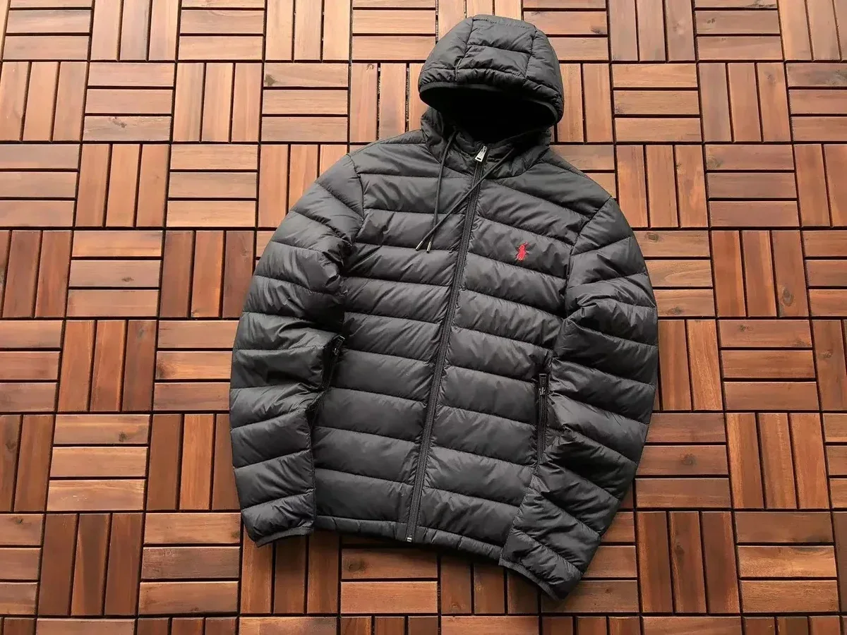 Polo Ralph Lauren Black Pony Hooded Puffer Jacket