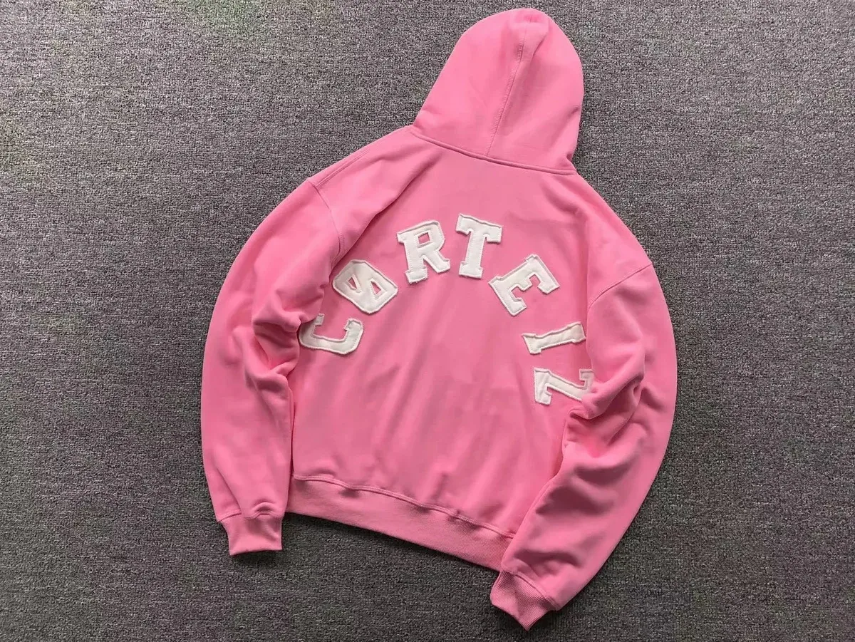 Corteiz RTW Pink Hoodie with Embroidered Logo
