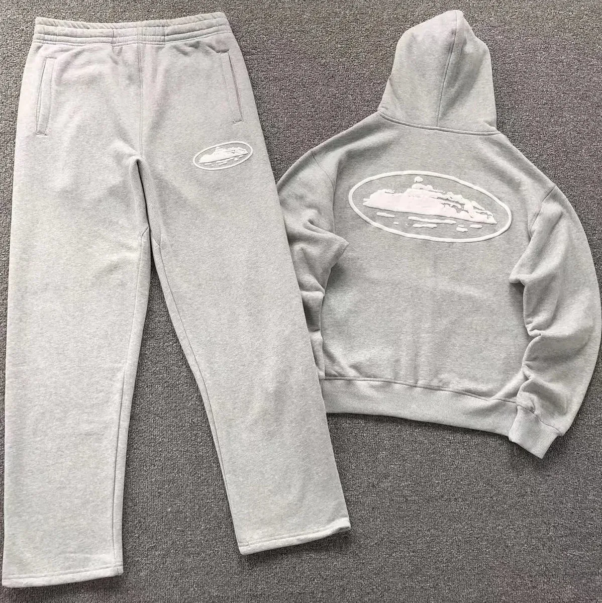 Gray Boat Print Tracksuit Set