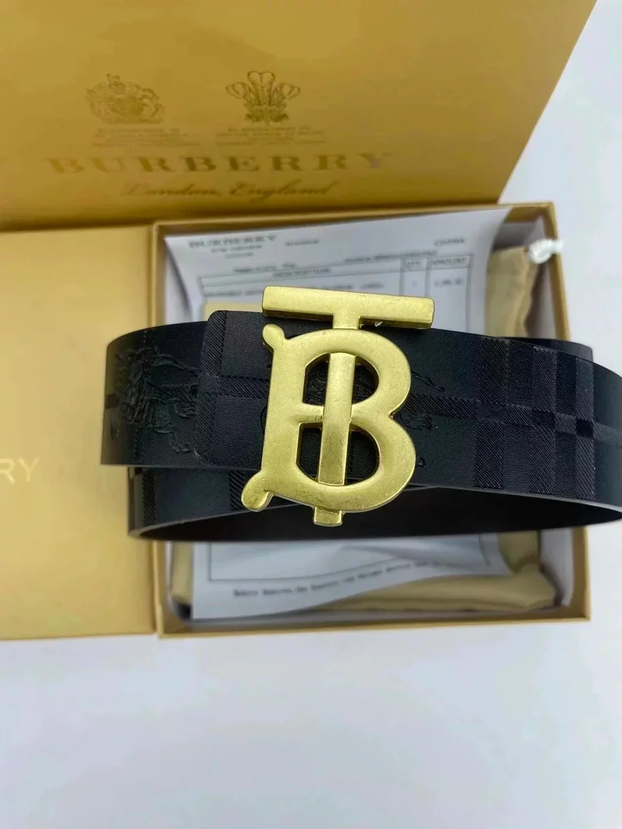Burberry TB Monogram Belt Black Leather Belt