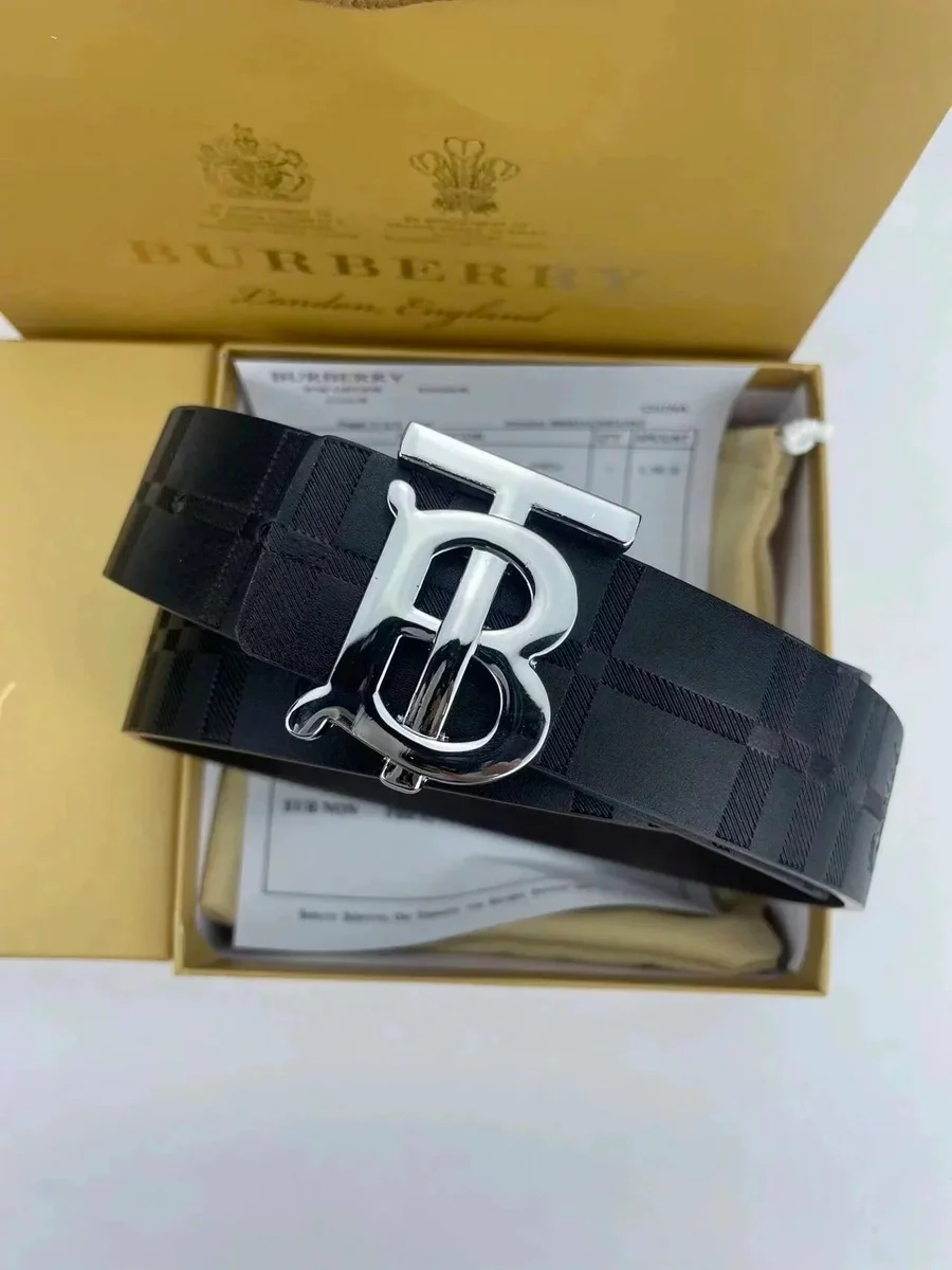 Burberry TB Monogram Belt Black Leather Belt