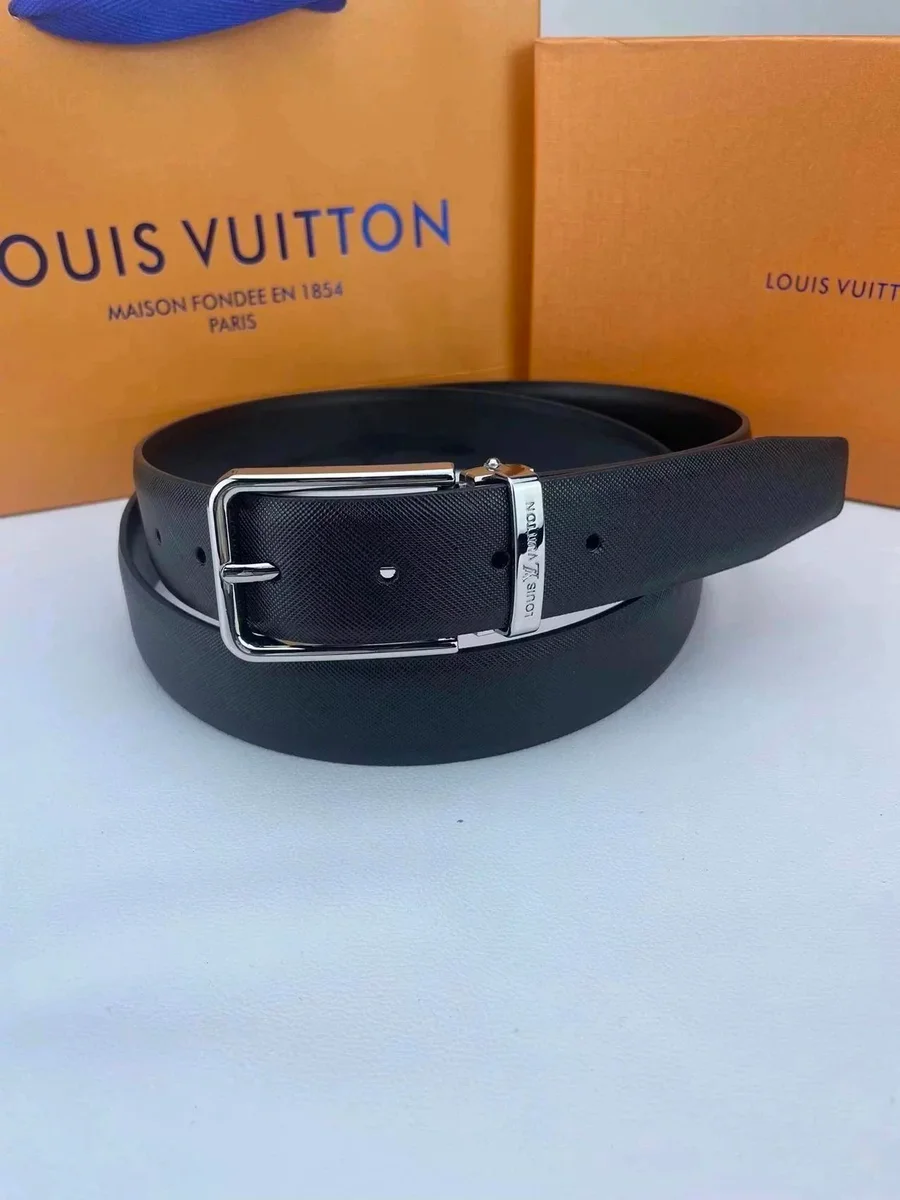 Louis Vuitton Black Saffiano Leather Belt