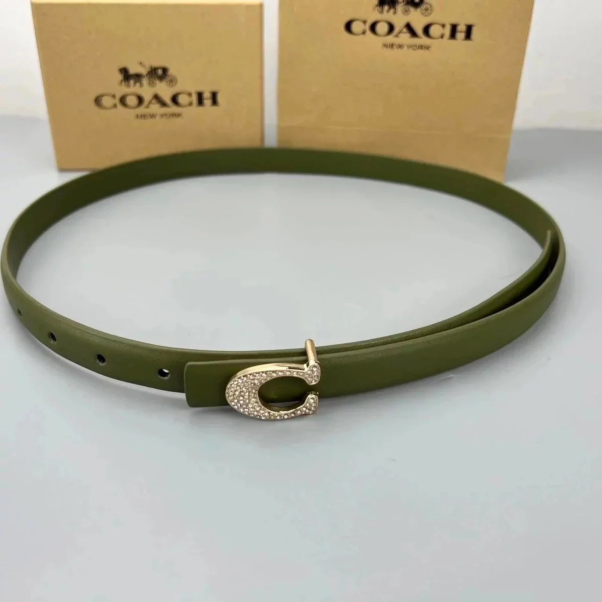 Coach Olive Crystal C Buckle Belt