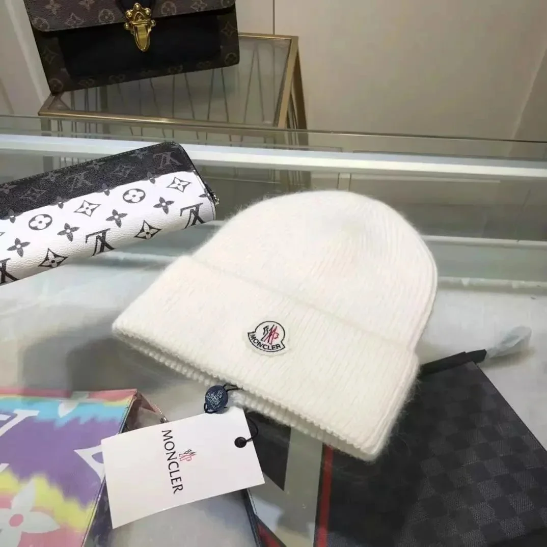 Moncler White Beanie Hat