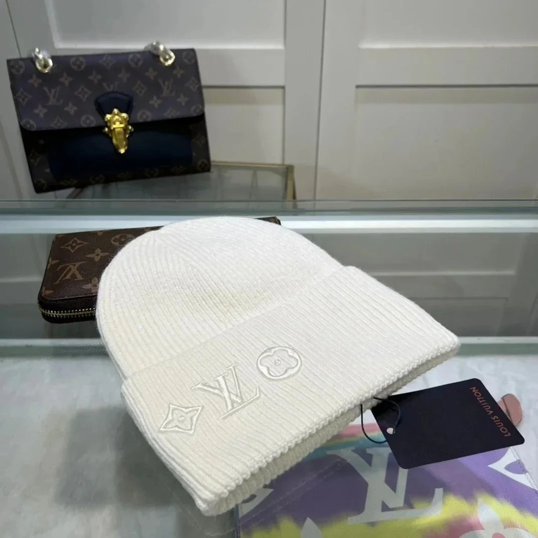 Louis Vuitton White LV Monogram Beanie