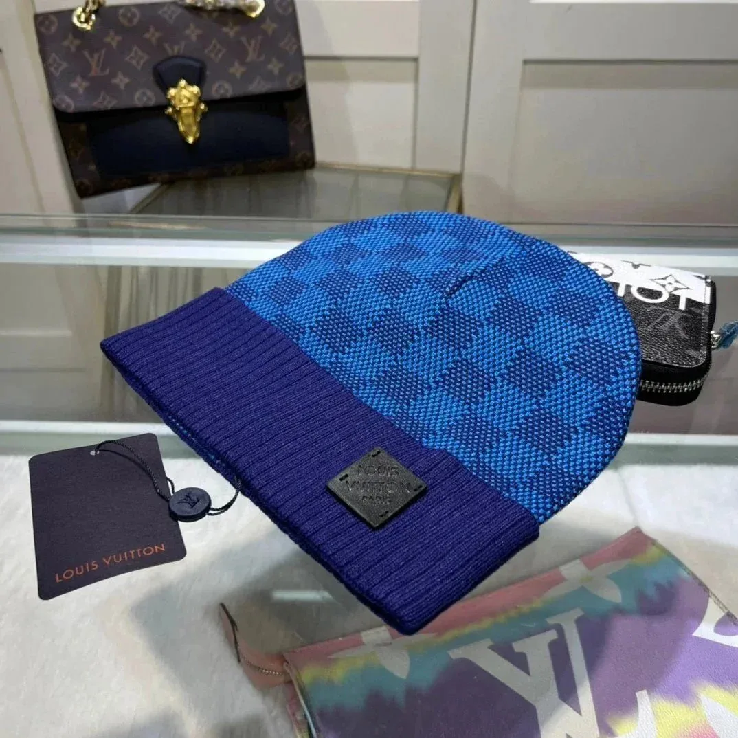 Louis Vuitton Blue Damier Beanie Hat