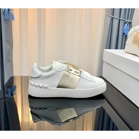 Valentino Rockstud White & Gold Sneakers