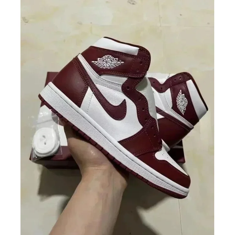 Nike Air Jordan 1 Burgundy/White Sneakers