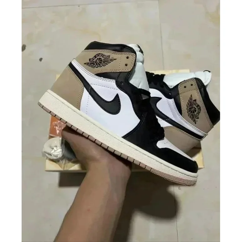 Nike Air Jordan 1 High Black Taupe White Sneakers