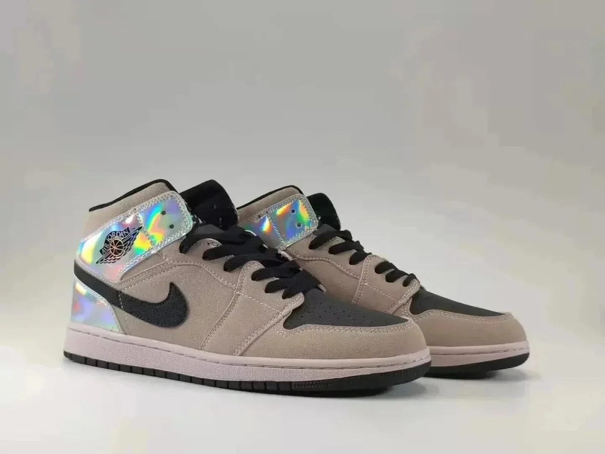 Nike Air Jordan 1 Mid Holographic Beige Sneakers
