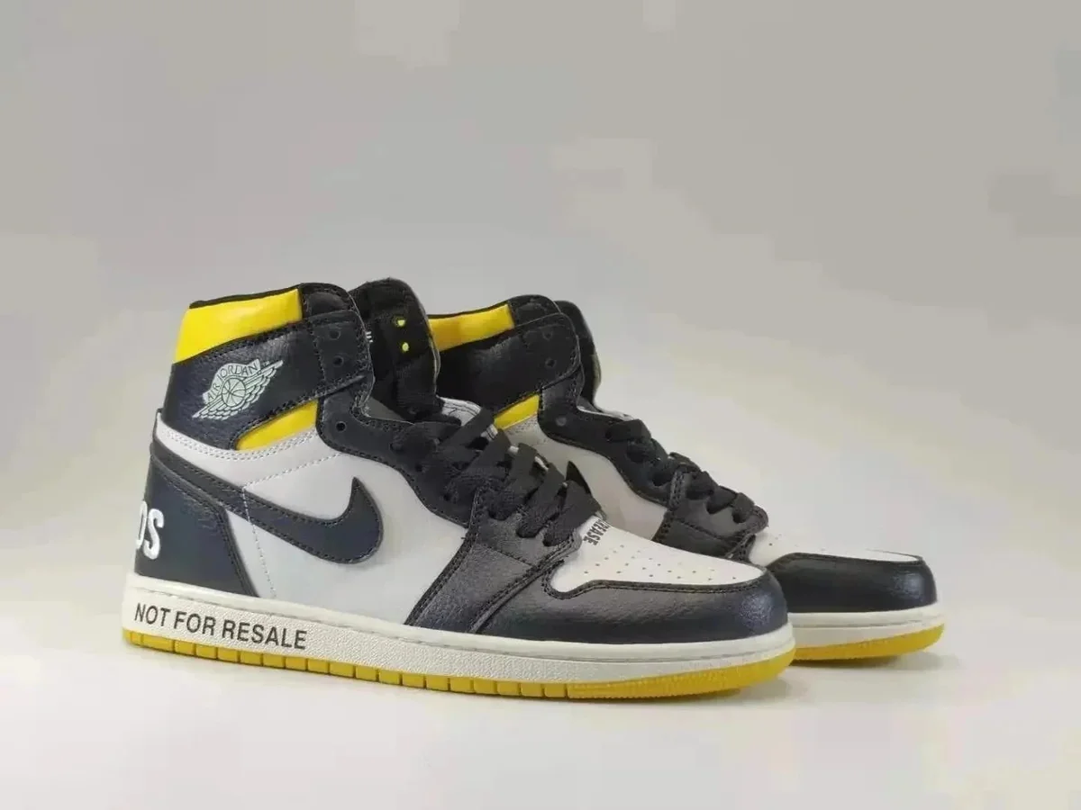Nike Air Jordan 1 Black Yellow High Top Sneakers