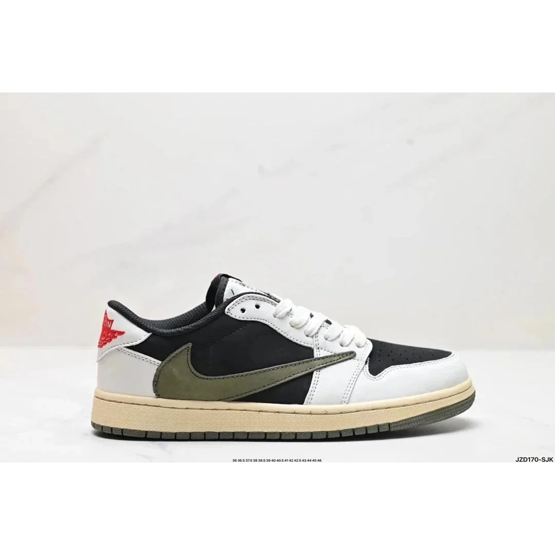 Nike Air Jordan 1 Low Black/Olive/White Sneakers