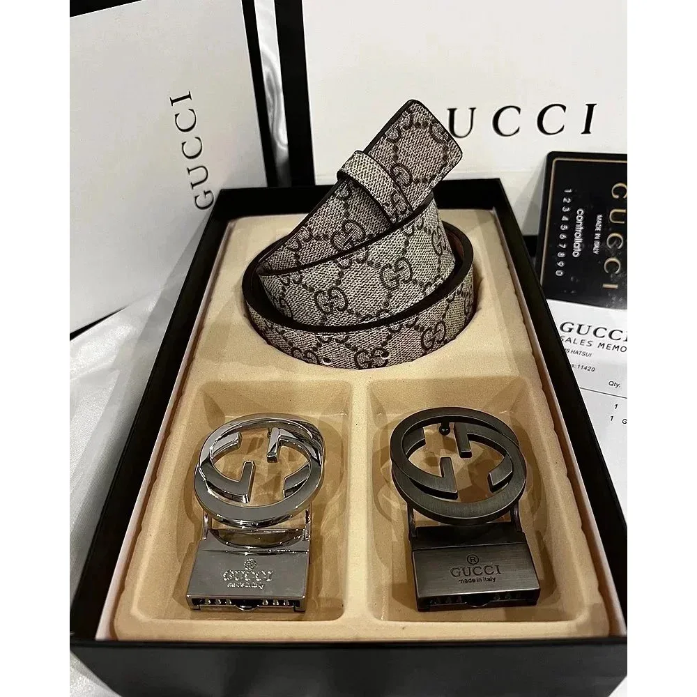 Gucci GG Supreme Belt Beige Canvas Belt