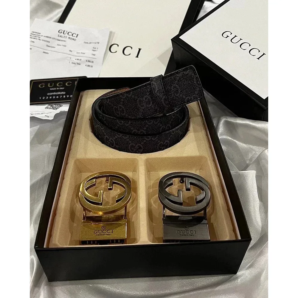 Gucci GG Supreme Belt Black Leather Belt