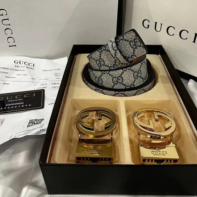Gucci GG Supreme Belt Black/White Leather Belt